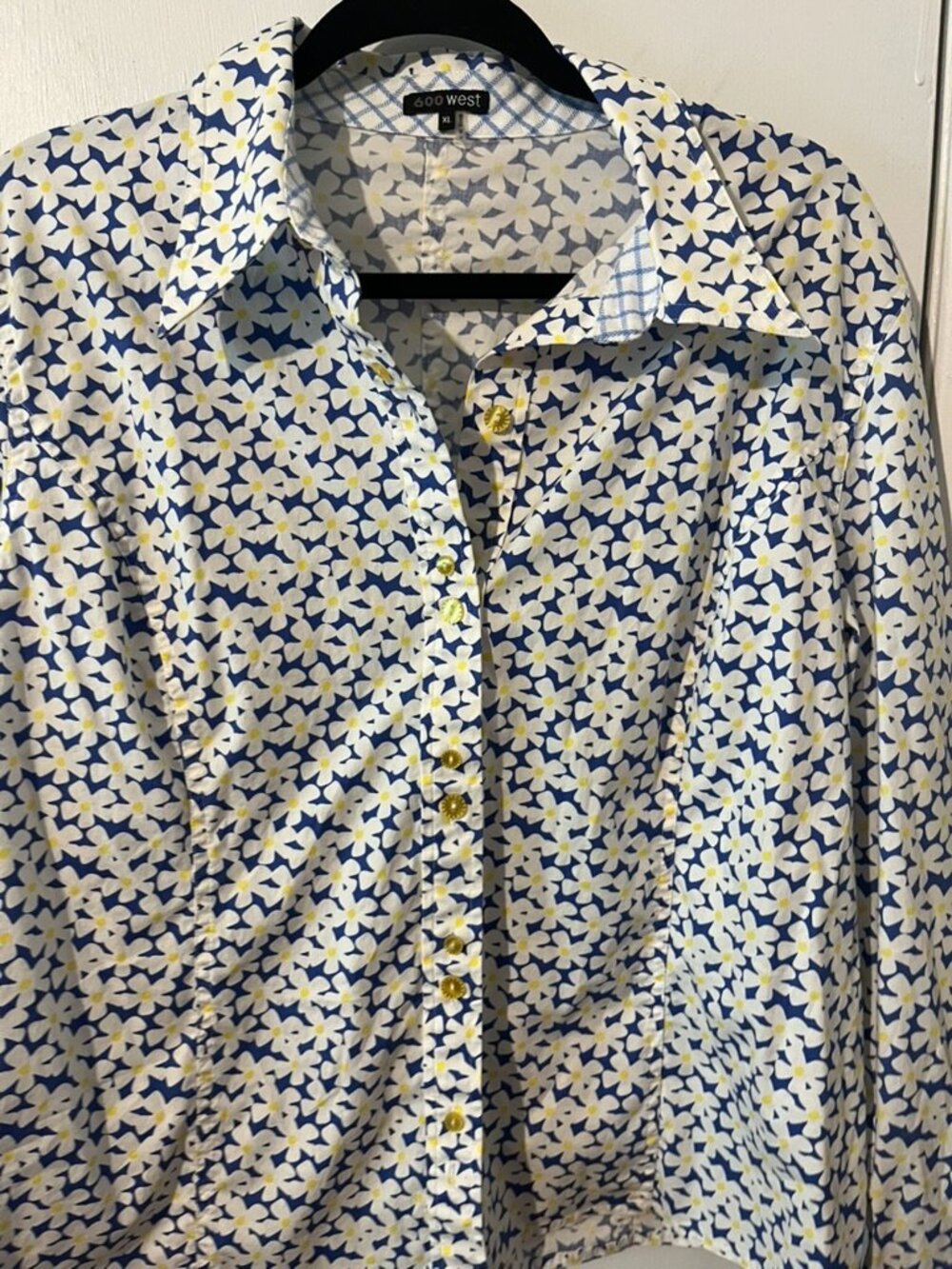 600 WEST Floral Print Button down Blouse SZ XL